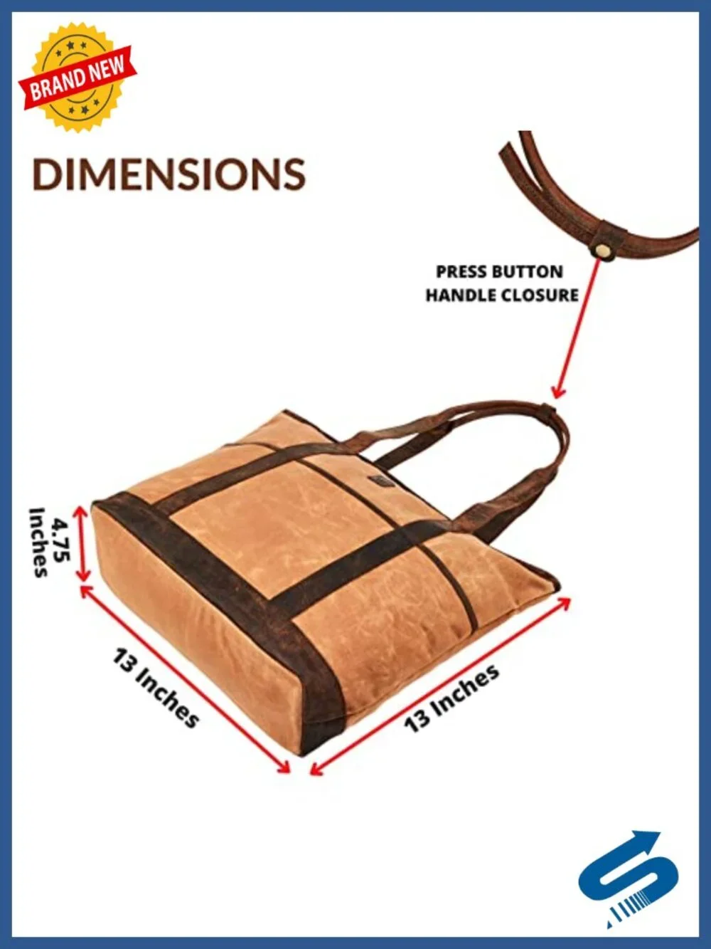 Large Tote Bag for Women Work Shoulder Handbag Waxed Canvas Leather Trim Fits